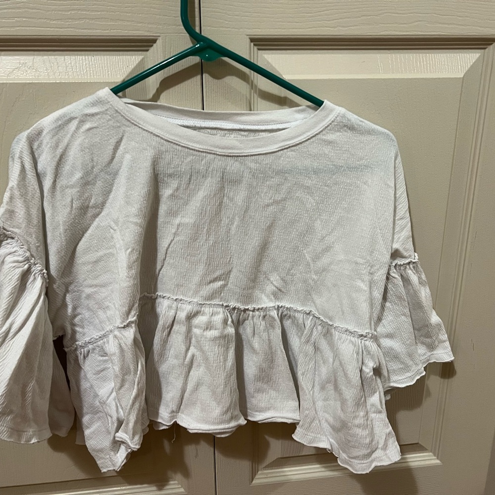 Urban Outfitters Cream Ruffle Sleeve Blouse